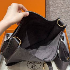 Hermes Evelyne 29 CM Bag Handmade In Taurillon Clemence Leather Gold Hardware 46 Ebene - Image 14