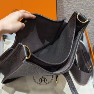 Hermes Evelyne 29 CM Bag Handmade In Taurillon Clemence Leather Gold Hardware 46 Ebene - Image 13