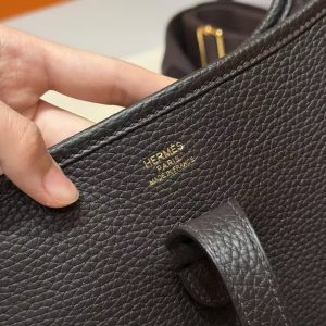 Hermes Evelyne 29 CM Bag Handmade In Taurillon Clemence Leather Gold Hardware 46 Ebene - Image 12