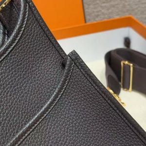 Hermes Evelyne 29 CM Bag Handmade In Taurillon Clemence Leather Gold Hardware 46 Ebene - Image 8