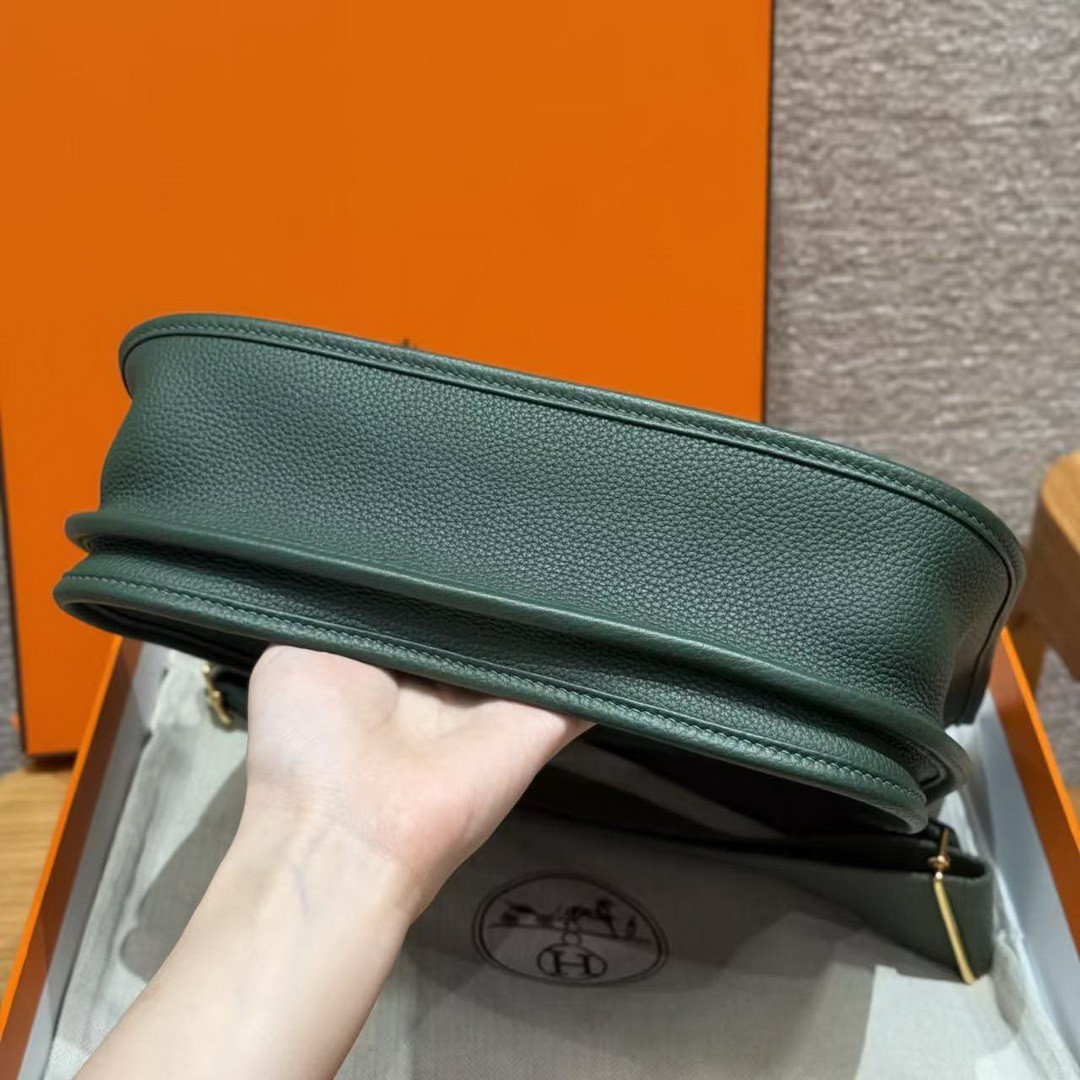 Hermes Evelyne 29 CM Bag Handmade In Taurillon Clemence Leather Gold Hardware 65 Vert Moyen - Image 17