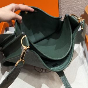 Hermes Evelyne 29 CM Bag Handmade In Taurillon Clemence Leather Gold Hardware 65 Vert Moyen - Image 16