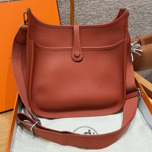 Hermes Evelyne 29 CM Bag Handmade In Taurillon Clemence Leather Silver Hardware 6C Cuivre - Image 2