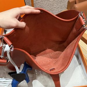 Hermes Evelyne 29 CM Bag Handmade In Taurillon Clemence Leather Silver Hardware 6C Cuivre - Image 16