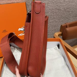 Hermes Evelyne 29 CM Bag Handmade In Taurillon Clemence Leather Silver Hardware 6C Cuivre - Image 15