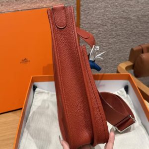 Hermes Evelyne 29 CM Bag Handmade In Taurillon Clemence Leather Silver Hardware 6C Cuivre - Image 14