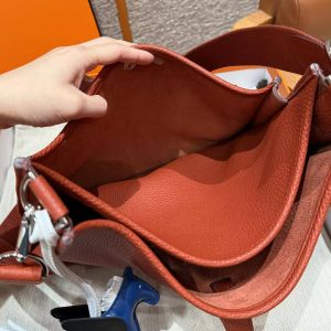 Hermes Evelyne 29 CM Bag Handmade In Taurillon Clemence Leather Silver Hardware 6C Cuivre - Image 10