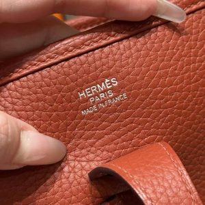 Hermes Evelyne 29 CM Bag Handmade In Taurillon Clemence Leather Silver Hardware 6C Cuivre - Image 9