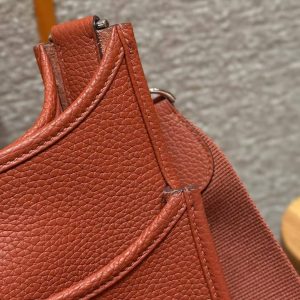 Hermes Evelyne 29 CM Bag Handmade In Taurillon Clemence Leather Silver Hardware 6C Cuivre - Image 6