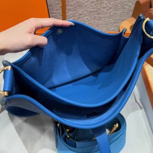 Hermes Evelyne 29 CM Bag Handmade In Taurillon Clemence Leather Gold Hardware 71 Blue France - Image 12