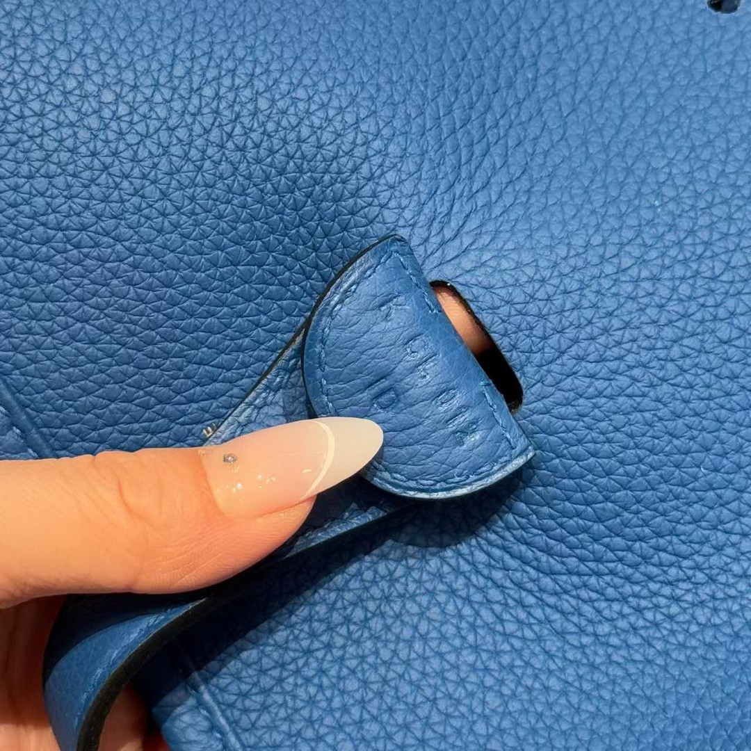 Hermes Evelyne 29 CM Bag Handmade In Taurillon Clemence Leather Gold Hardware 71 Blue France - Image 9