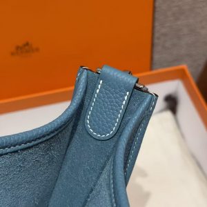 Hermes Evelyne 29 CM Bag Handmade In Taurillon Clemence Leather Silver Hardware 75 Blue Jean - Image 3