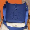 Hermes Evelyne 29 CM Bag Handmade In Taurillon Clemence Leather Silver Hardware 7T Blue Electric