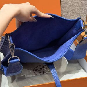 Hermes Evelyne 29 CM Bag Handmade In Taurillon Clemence Leather Silver Hardware 7T Blue Electric - Image 16