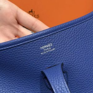 Hermes Evelyne 29 CM Bag Handmade In Taurillon Clemence Leather Silver Hardware 7T Blue Electric - Image 15
