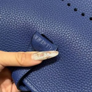 Hermes Evelyne 29 CM Bag Handmade In Taurillon Clemence Leather Silver Hardware 7T Blue Electric - Image 14