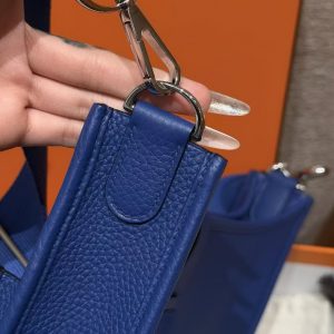 Hermes Evelyne 29 CM Bag Handmade In Taurillon Clemence Leather Silver Hardware 7T Blue Electric - Image 11