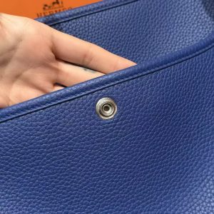 Hermes Evelyne 29 CM Bag Handmade In Taurillon Clemence Leather Silver Hardware 7T Blue Electric - Image 6