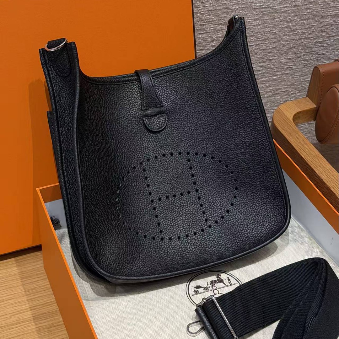 Hermes Evelyne 29 CM Bag Handmade In Taurillon Clemence Leather Silver Hardware 89 Nior