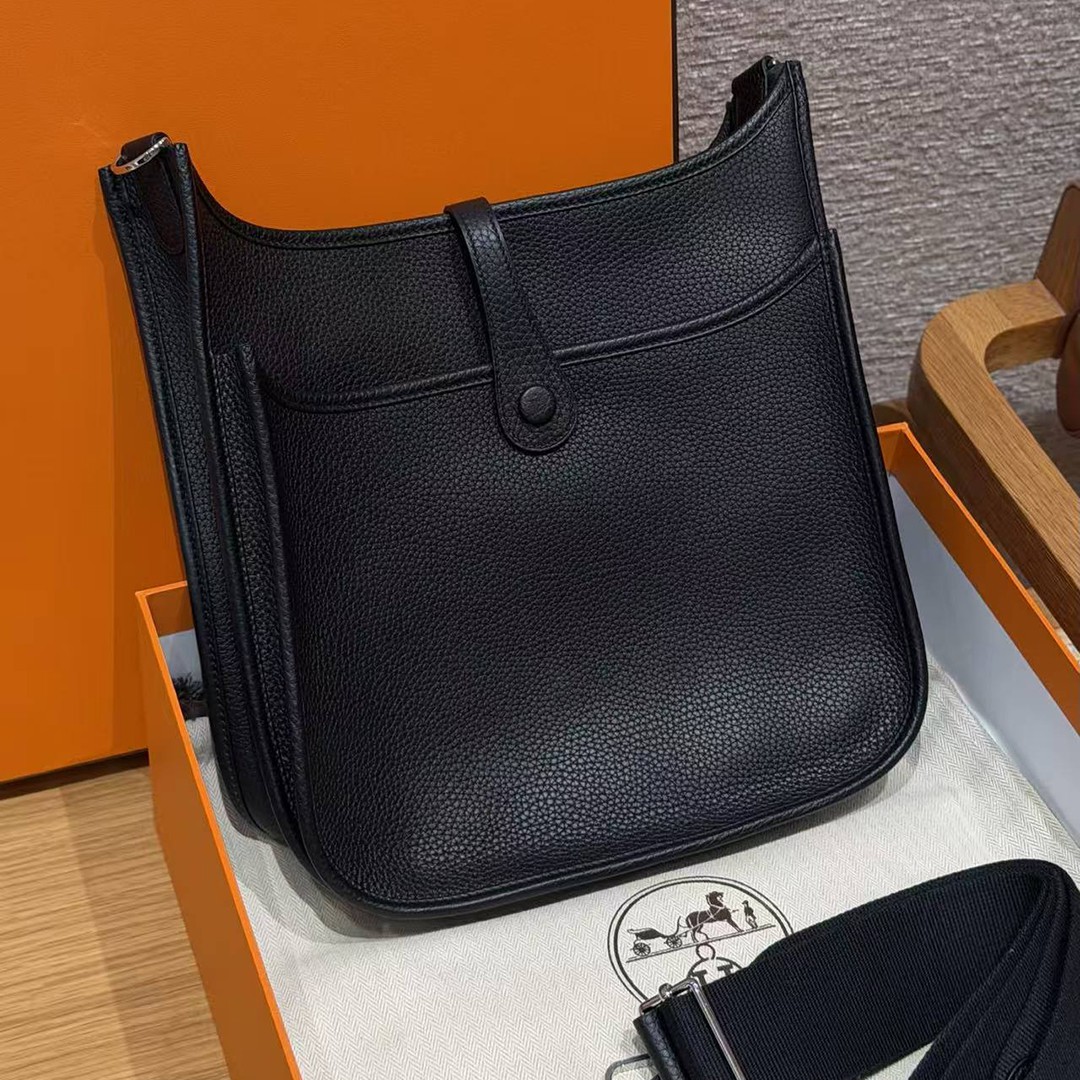 Hermes Evelyne 29 CM Bag Handmade In Taurillon Clemence Leather Silver Hardware 89 Nior - Image 2