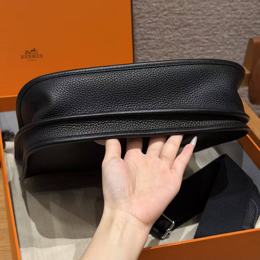 Hermes Evelyne 29 CM Bag Handmade In Taurillon Clemence Leather Silver Hardware 89 Nior - Image 14