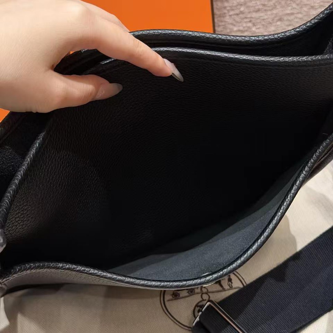 Hermes Evelyne 29 CM Bag Handmade In Taurillon Clemence Leather Silver Hardware 89 Nior - Image 12
