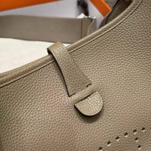 Hermes Evelyne 29 CM Bag Handmade In Taurillon Clemence Leather Silver Hardware 8Q Beige Marfa - Image 9