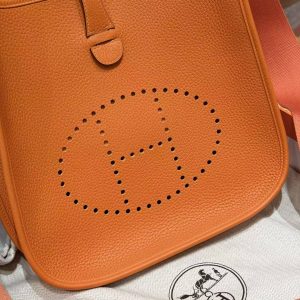Hermes Evelyne 29 CM Bag Handmade In Taurillon Clemence Leather Gold Hardware 93 Orange - Image 14