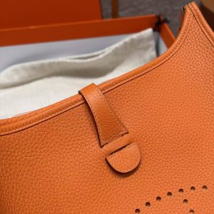 Hermes Evelyne 29 CM Bag Handmade In Taurillon Clemence Leather Gold Hardware 93 Orange - Image 7