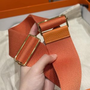 Hermes Evelyne 29 CM Bag Handmade In Taurillon Clemence Leather Gold Hardware 93 Orange - Image 3