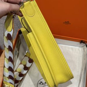 Hermes Evelyne 29 CM Bag Handmade In Taurillon Clemence Leather Silver Hardware 9R Lime - Image 18