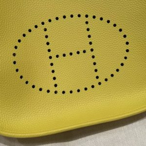 Hermes Evelyne 29 CM Bag Handmade In Taurillon Clemence Leather Silver Hardware 9R Lime - Image 13
