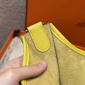 Hermes Evelyne 29 CM Bag Handmade In Taurillon Clemence Leather Silver Hardware 9R Lime - Image 6