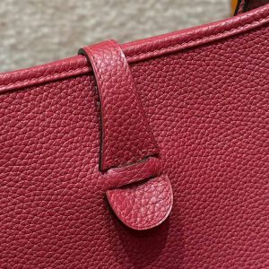 Hermes Evelyne 29 CM Bag Handmade In Taurillon Clemence Leather Silver Hardware B5 Ruby - Image 11