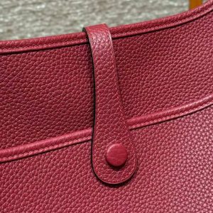 Hermes Evelyne 29 CM Bag Handmade In Taurillon Clemence Leather Silver Hardware B5 Ruby - Image 8