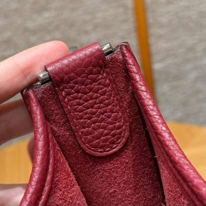 Hermes Evelyne 29 CM Bag Handmade In Taurillon Clemence Leather Silver Hardware B5 Ruby - Image 6