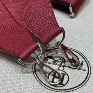 Hermes Evelyne 29 CM Bag Handmade In Taurillon Clemence Leather Silver Hardware B5 Ruby - Image 5