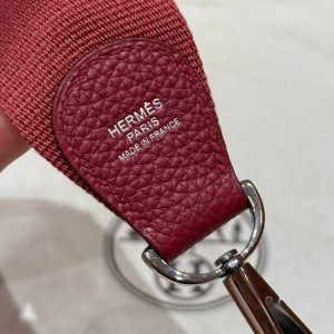 Hermes Evelyne 29 CM Bag Handmade In Taurillon Clemence Leather Silver Hardware B5 Ruby - Image 4