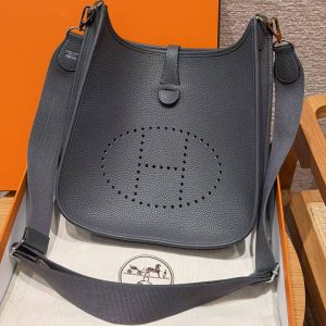 Hermes Evelyne 29 CM Bag Handmade In Taurillon Clemence Leather Silver Hardware H0 Girs Misty