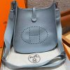 Hermes Evelyne 29 CM Bag Handmade In Taurillon Clemence Leather Silver Hardware J7 Blue Jin