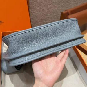 Hermes Evelyne 29 CM Bag Handmade In Taurillon Clemence Leather Silver Hardware J7 Blue Jin - Image 13