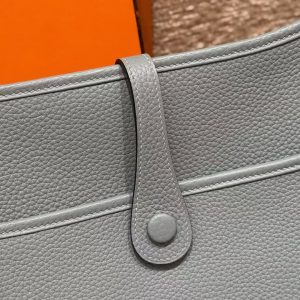 Hermes Evelyne 29 CM Bag Handmade In Taurillon Clemence Leather Silver Hardware J7 Blue Jin - Image 5