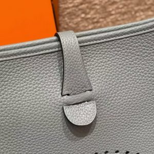 Hermes Evelyne 29 CM Bag Handmade In Taurillon Clemence Leather Silver Hardware J7 Blue Jin - Image 4