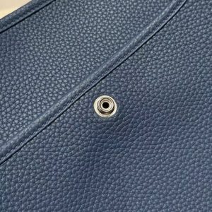 Hermes Evelyne 29 CM Bag Handmade In Taurillon Clemence Leather Silver Hardware R2 Blue Agate - Image 7