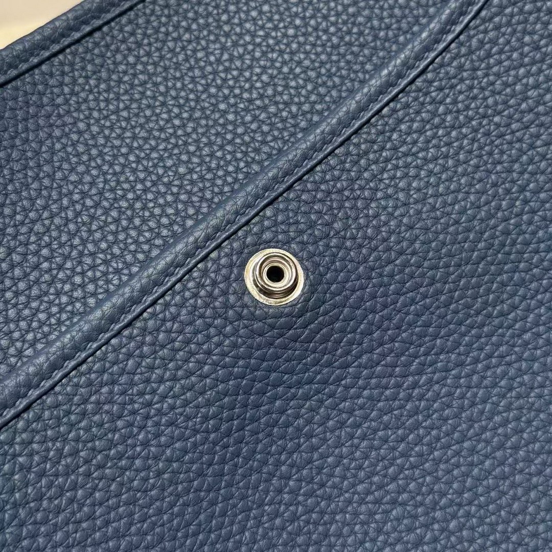 Hermes Evelyne 29 CM Bag Handmade In Taurillon Clemence Leather Silver Hardware R2 Blue Agate - Image 7