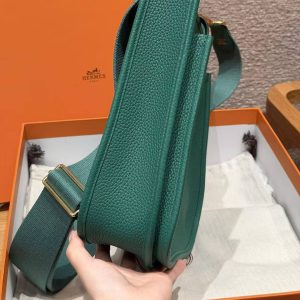 Hermes Evelyne 29 CM Bag Handmade In Taurillon Clemence Leather Gold Hardware U4 Vert Vertigo - Image 18