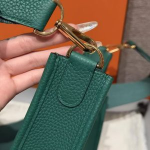 Hermes Evelyne 29 CM Bag Handmade In Taurillon Clemence Leather Gold Hardware U4 Vert Vertigo - Image 10