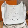 Hermes Evelyne 33 CM Bag Handmade In Taurillon Clemence Leather Silver Hardware 01 Blanc
