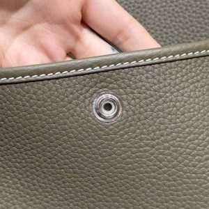 Hermes Evelyne 33 CM Bag Handmade In Taurillon Clemence Leather Silver Hardware 18 Etoupe - Image 3