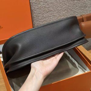 Hermes Evelyne 33 CM Bag Handmade In Taurillon Clemence Leather Sliver Hardware 46 Ebene - Image 17